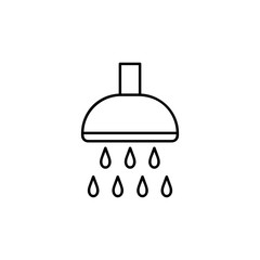 Shower sprinkler spray with water coming down line art vector icon for apps and websites