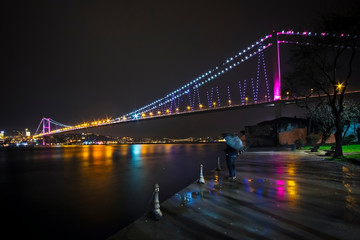 Fototapeta na wymiar Istanbul Bosphorus Bridge at night 