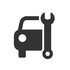 Car with wrench, car repair service icon. Car mechanic simple black glyph symbol.