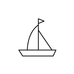 Sailboat line icon. Black and white drawing, monochrome. Isolated picture on white background.