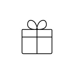 Gift box line icon, outline vector sign, linear style pictogram isolated on white. Present symbol, logo illustration.