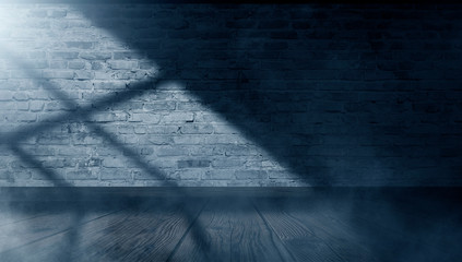 Obraz premium concept, lantern, blue, studio, shadow, space, empty, white, textured, nobody, sunny, reflection, surface, old, night, weathered, light, background, shadows, rays, fog, frame, concrete, rough, color, 