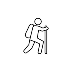 Hiking exercise icon thin line for web and mobile, modern minimalistic flat design. Vector black icon on white background.