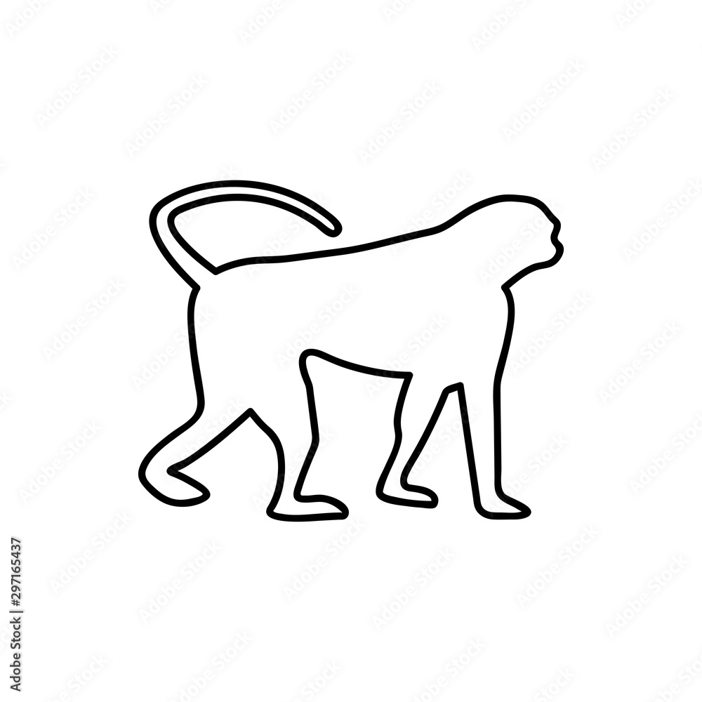 Poster monkey web line icon for web and mobile, modern minimalistic flat design. vector black icon isolated