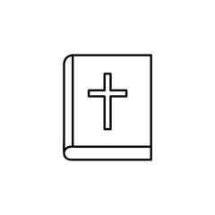 Fototapeta premium Bible holy book with cross line art vector icon for apps and websites