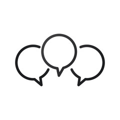 Three linear chat speech message bubbles. Forum icon. Communication concept. Stock vector illustration isolated on white background.