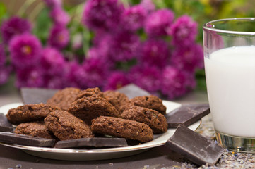 chocolate chip cookies and milk
