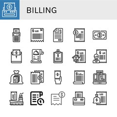 Set of billing icons such as Bill, Invoice, Receipt , billing