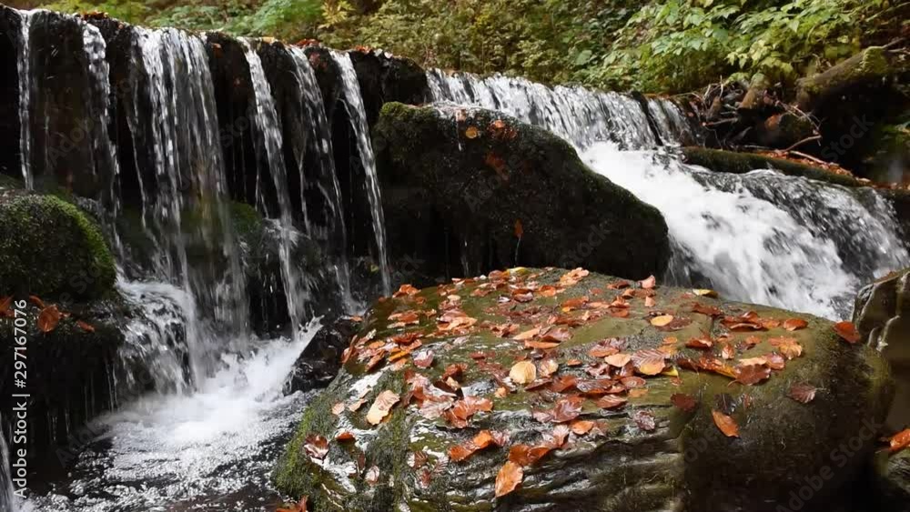 Canvas Prints Close-up of a waterfall in a autumn forest