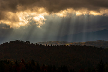 Dark clouds and sun rays