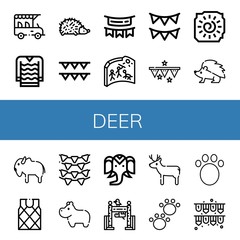 Fototapeta premium Set of deer icons such as Safari, Sweater, Hedgehog, Garlands, Garland, Cave painting, Bison, Hippopotamus, Wild life, Zoo, Deer, Animal , deer