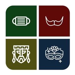 Set of disguise icons such as Mask, Moustache, Carnival mask , disguise