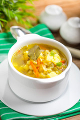 Cucumber soup with vegetables.
