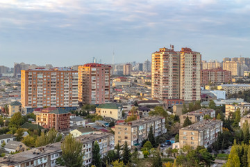 The view from the top of the city's neighborhoods with old and new houses