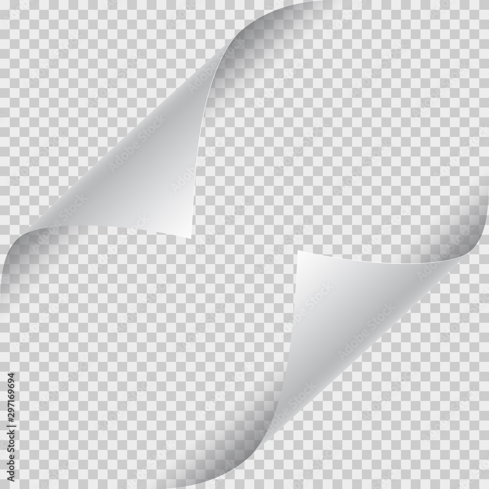 Poster paper page curl corner, flip turn fold sheet. page curl with shadow on blank sheet of paper.