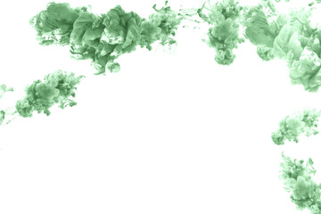 Abstract forms of liquid in mint color on a white background