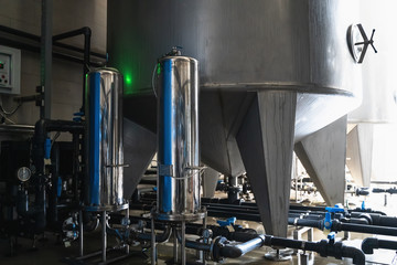 System of automatic treatment and filtration of drinking water. Plant or factory for production of pure drinking water