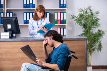 Young patient at the reception in the hospital