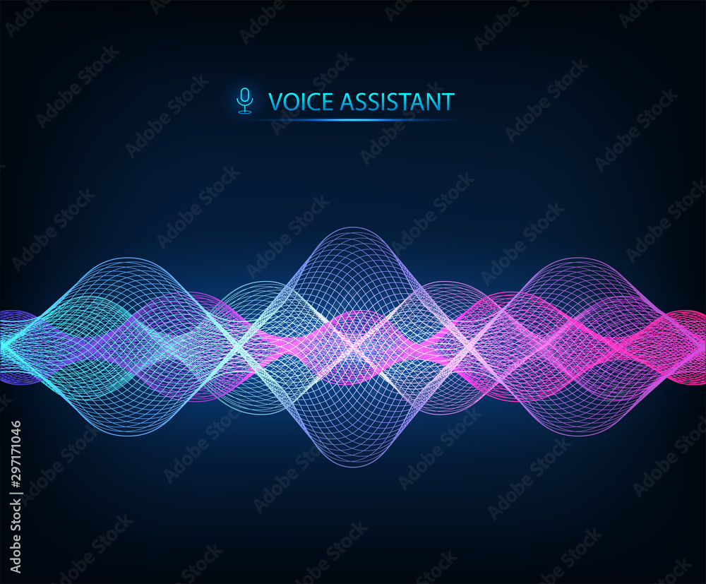 Poster modern sound wave, equalizer music. vector illustration voice assistant. technology sound background