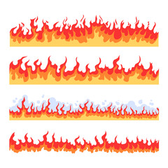 Seamless fire flame set collection concept. Vector flat graphic design illustration