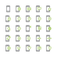 Smartphone Icons. Set of Icons on a White Background. 