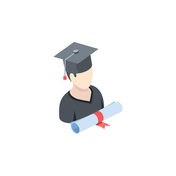 Student scroll. Vector 3d isometric, color web icon, new flat style. Creative illustration design, idea for infographics.