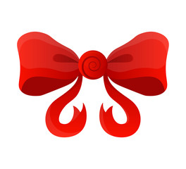 Red bow. Vector illustration on white background. Can be use for decoration gifts, greetings, holidays, etc.
