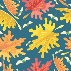 Fototapeta na wymiar pattern, seamless, wallpaper, textile, autumn, maple leaves,