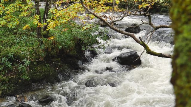 Flowing waterfall at Loch Lomond and The Trossachs National Park