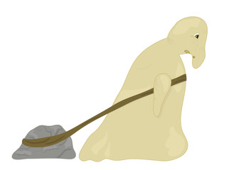 Creature pulls a stone