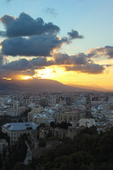 Gibralfaro Castle in Malaga at sunset