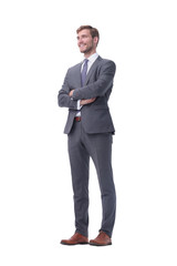 side view. confident business man looking forward.