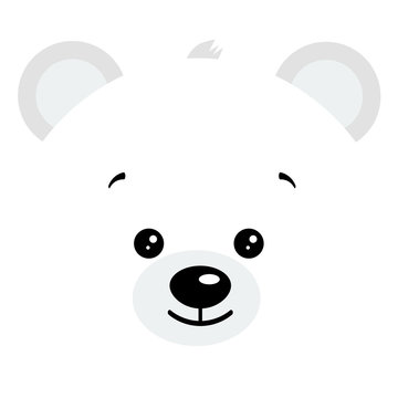 Cute baby arctic polar bear face logo vector illustration isolated on white background.