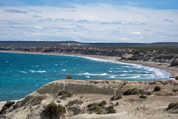 Fototapeta na wymiar Coast in Penisula Valdez in Puerto Madyrn Argentina