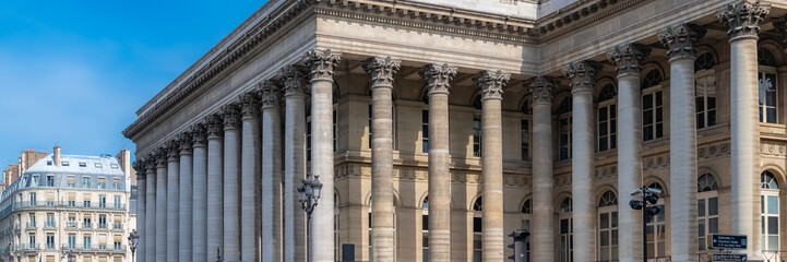 Paris, the Bourse, beautiful building in a chic area of the french capital