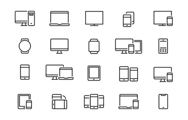 Foto op Plexiglas Set of devices web icons Editable vector stroke © SergeyCherednichenko