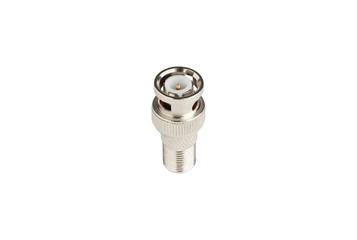 coaxial bnc cctv connector isolated on a white background.