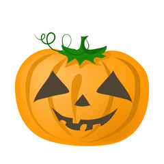 Halloween fanny pumpkin with scary face on white