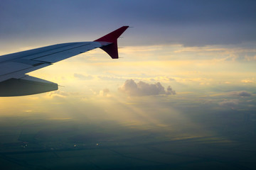 Beautiful Sky Aerial View Looking through window airplane