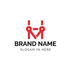 Obraz premium Initial H and M letters with Goniometer logo design vector illustration