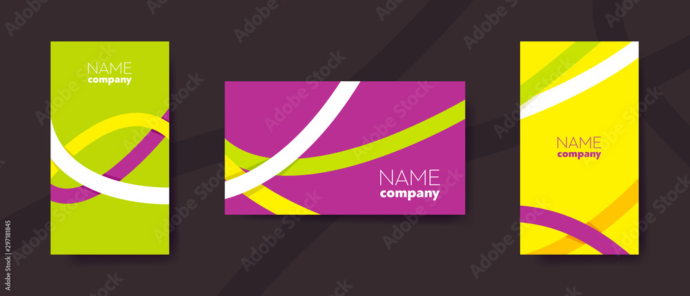 Poster set of three color abstract business templates with graphic elements and text.