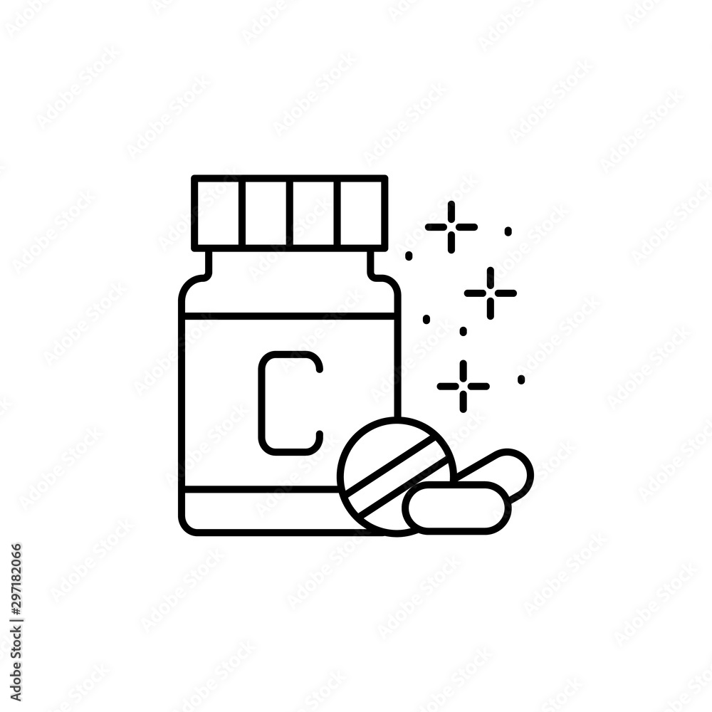 Poster vitamins pills icon. simple line, outline vector of diet icons for ui and ux, website or mobile appl