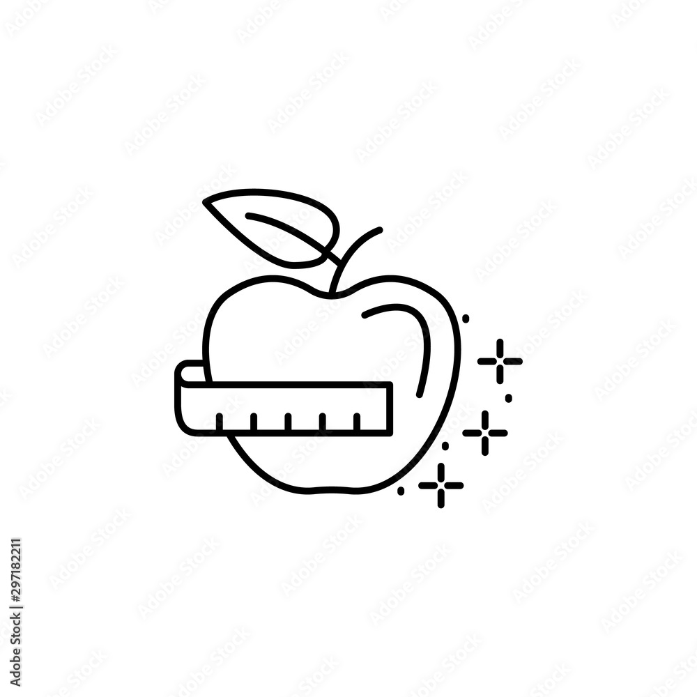 Poster apple ruler icon. simple line, outline vector of diet icons for ui and ux, website or mobile applica