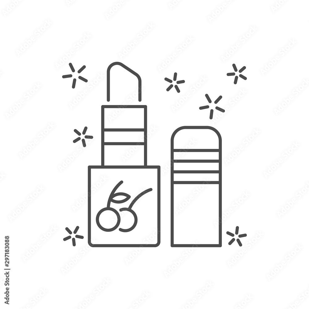 Poster lipstick cherry icon. simple line, outline vector of hygiene icons for ui and ux, website or mobile 