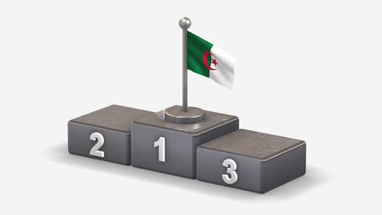 Algeria 3D waving flag illustration on winner podium.