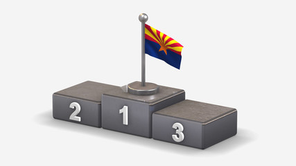 Arizona 3D waving flag illustration on winner podium.