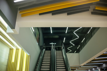 Obraz premium Two escalators in a shopping center. 