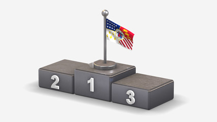 Detroit Michigan 3D waving flag illustration on winner podium.