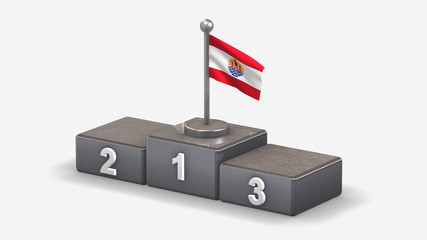 French Polynesia 3D waving flag illustration on winner podium.