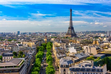 Poster de jardin Paris Toits de Paris avec la Tour Eiffel à Paris, France